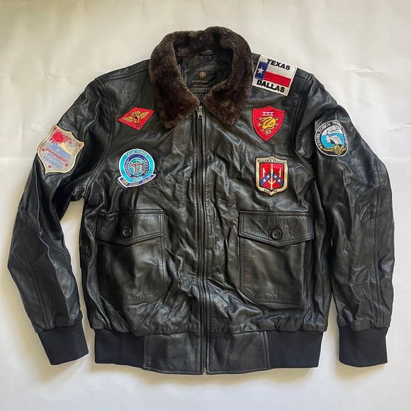 Genuine Leather Men’s Aviator Bomber Black Jacket Size 4XL The Empire Leather